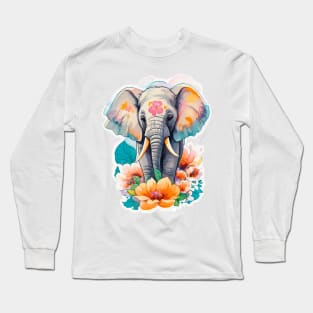 Minimal Cute Baby Elephant Long Sleeve T-Shirt